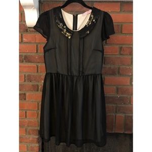 Audrey 3+1 Sequin Peter Pan Collar Black Dress